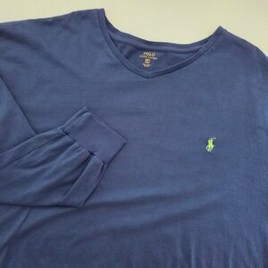 Polo Ralph Lauren V-Neck T-Shirt Navy Blue Long Sleeve Big & Tall Mens 3XLT